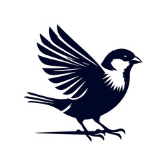 Sparrow bird silhouette Clip art isolated vector illustration on white background