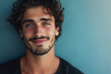 Obraz premium A close up portrait of a young man with a subtle smile