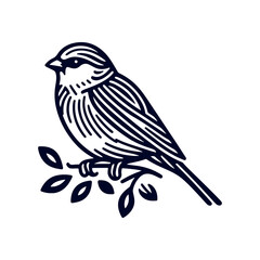 Sparrow bird silhouette Clip art isolated vector illustration on white background