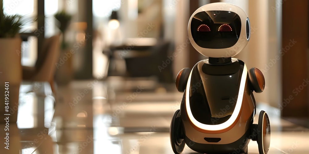 Poster ai robot autonomously cleans office showcasing advanced technology and automation in action. concept