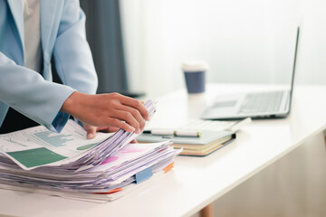 Business woman is preparing documents