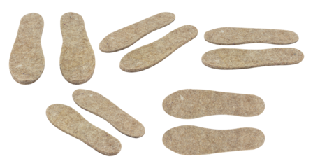 Set felt insoles for shoes isolated from background