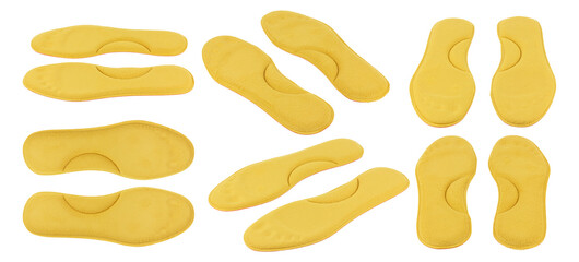 Set orthopedic shoe insoles isolated from background