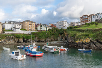 Boats in the Tapia de Casariego fishing port. Western Coast of Asturias