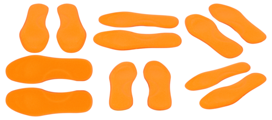 Set universal size shoe insoles isolated from background