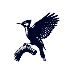 Woodpecker bird silhouette Clip art isolated vector illustration on a white background