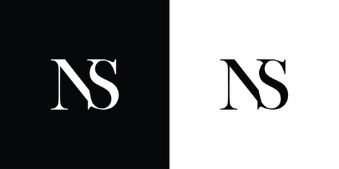 Abstract serif letter NS logo in black and white color for beauty and wedding design logo vector inspiration