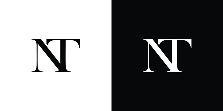 Abstract serif letter NT logo in black and white color for beauty and wedding design logo vector inspiration