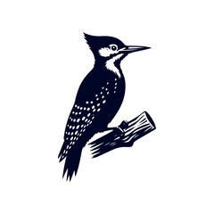 Woodpecker bird silhouette Clip art isolated vector illustration on a white background