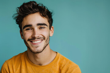 Obraz premium A close up portrait of a young man with a subtle smile