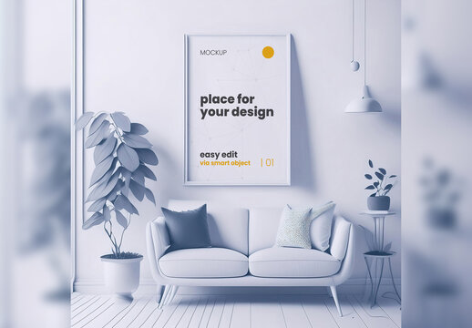 Poster Frame Page Mockup digital 3d artistic design style 03 Generative Ai