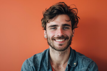 Obraz premium A close up portrait of a young man with a subtle smile