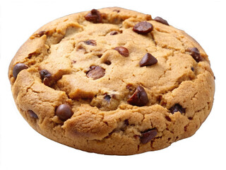 A stack of homemade chocolate chip cookies on a white background