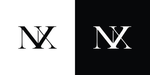 Abstract serif letter NX logo in black and white color for beauty and wedding design logo vector inspiration