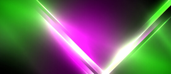 Neon dynamic diagonal light rays background. Techno digital geometric concept design for wallpaper, banner, presentation, background