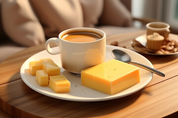 medeterian omlate with cheez with expresso coffee
