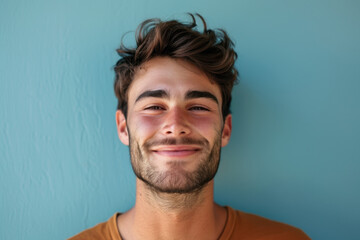 Fototapeta premium A close up portrait of a young man with a subtle smile