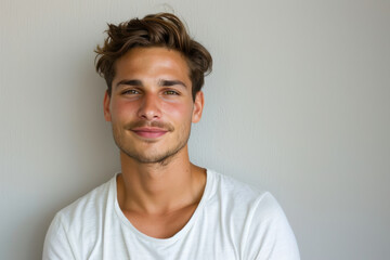 Fototapeta premium A close up portrait of a young man with a subtle smile