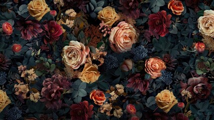 Digital background with a cohesive bouquet pattern