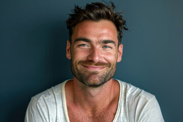 Fototapeta premium A close up portrait of a young man with a subtle smile