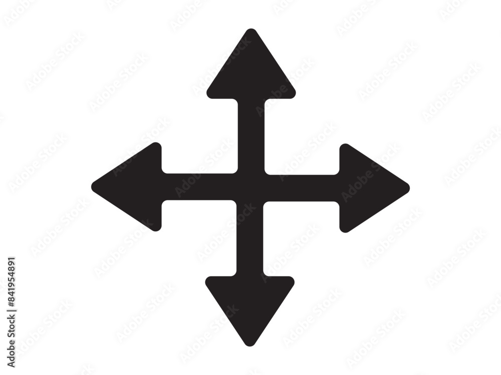 Poster direction arrow icon, vector. four head direction arrows icon, vector. a four-way black marker direc