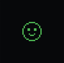 pixel happy art smile icon vector game 8 bit pixel Emoticon icon