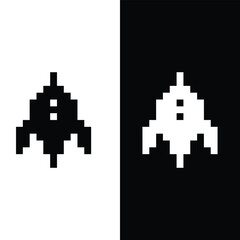 pixel art ufo vector icon spaceship  pixel element for 8 bit space arcade  game © veronchick84