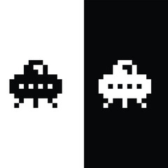 pixel art ufo vector icon spaceship  pixel element for 8 bit space arcade  game © veronchick84