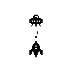 pixel art ufo vector icon spaceship  pixel element for 8 bit space arcade  game © veronchick84