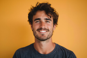 Obraz premium A close up portrait of a young man with a subtle smile