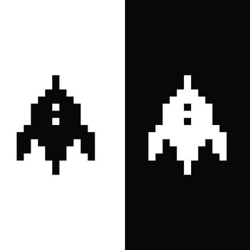 pixel art ufo vector icon spaceship  pixel element for 8 bit space arcade  game