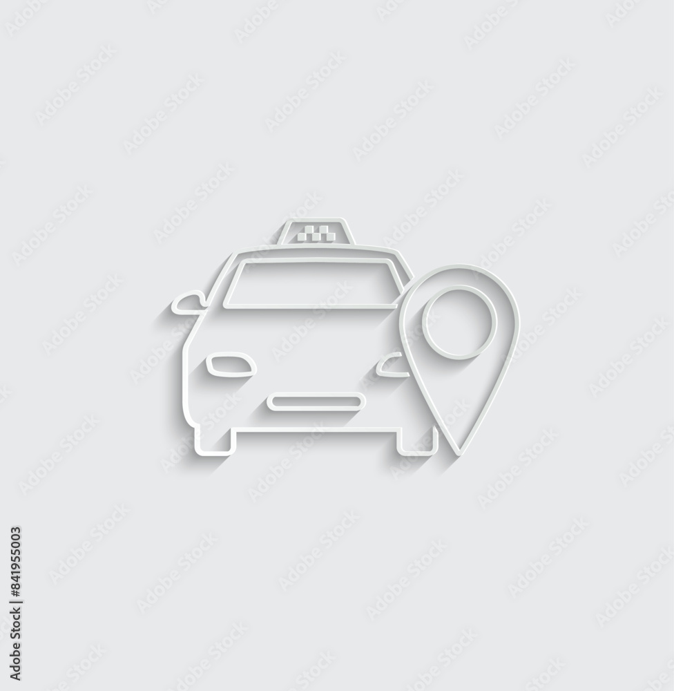 Poster map pointer with taxi icon