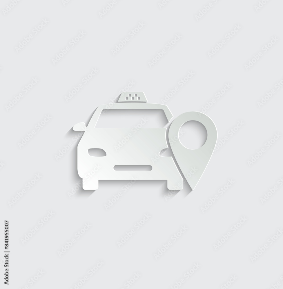 Poster map pointer with taxi icon