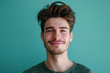 Fototapeta premium A close up portrait of a young man with a subtle smile