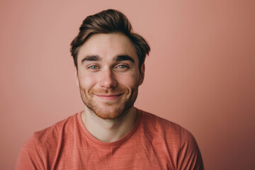 Obraz premium A close up portrait of a young man with a subtle smile