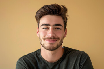 Fototapeta premium A close up portrait of a young man with a subtle smile