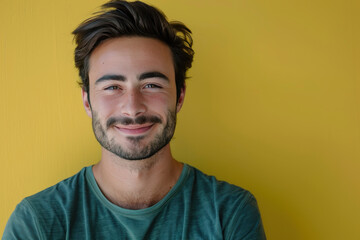 Obraz premium A close up portrait of a young man with a subtle smile