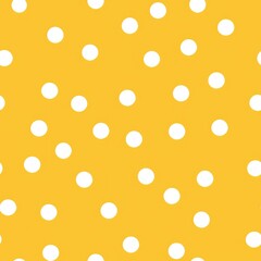 Seamless Pattern, White Polka Dots on yellow Background, Print for Textile, Paper, Abstract Background