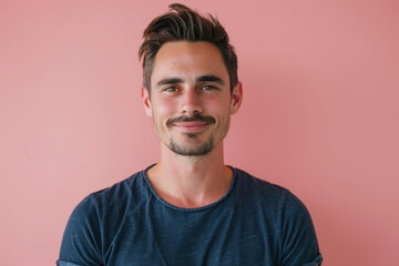 Obraz premium A close up portrait of a young man with a subtle smile