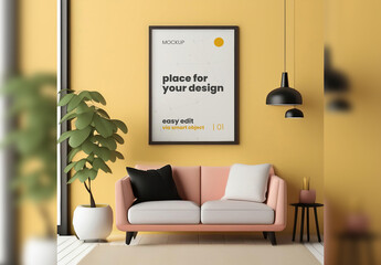 Poster Frame Page Mockup digital 3d artistic design style 01 Generative Ai