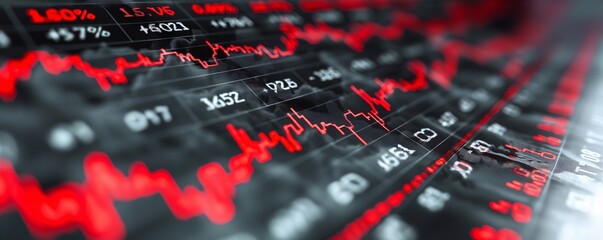 Stock market data analysis on digital screen