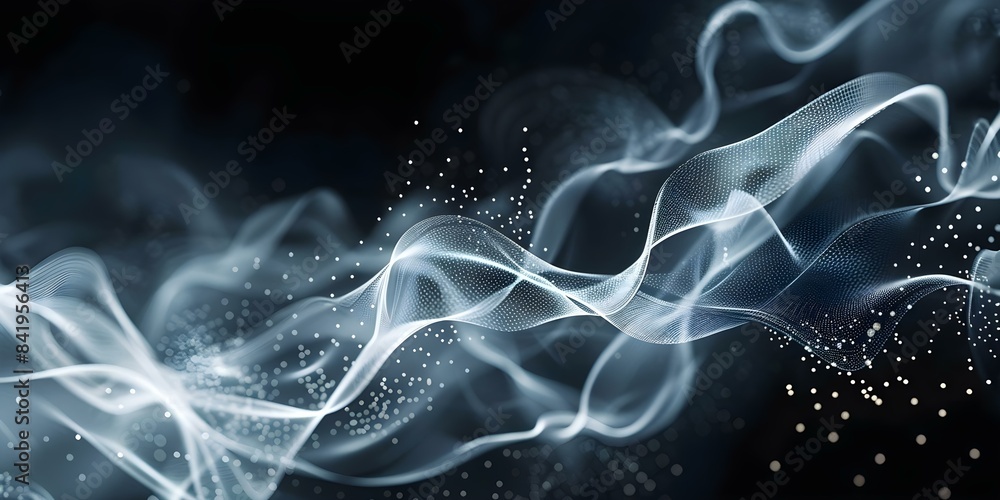 Poster digital abstract background featuring technology neural networks sound and graphic forms. concept di