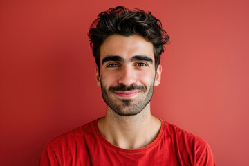 Obraz premium A close up portrait of a young man with a subtle smile