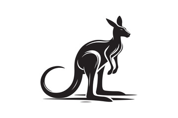 A vector silhouette of a kangaroo.