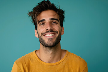 Fototapeta premium A close up portrait of a young man with a subtle smile