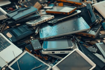 A variety of electronic waste such as old smartphones and laptops ready for recycling highlighting the importance of e-waste management