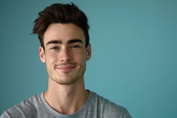 Obraz premium A close up portrait of a young man with a subtle smile