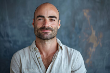 Fototapeta premium A close up portrait of a young man with a subtle smile