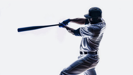 professional baseball player on white background with copy space .