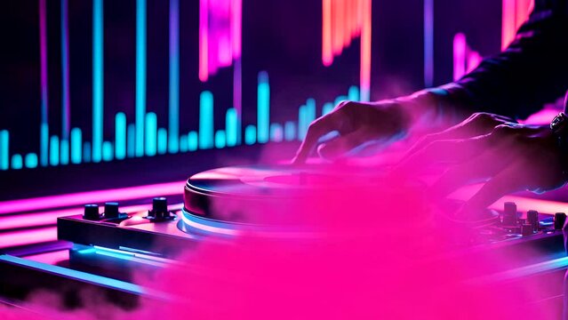 Dj in action. Seamless looping time-lapse 4k video animation background